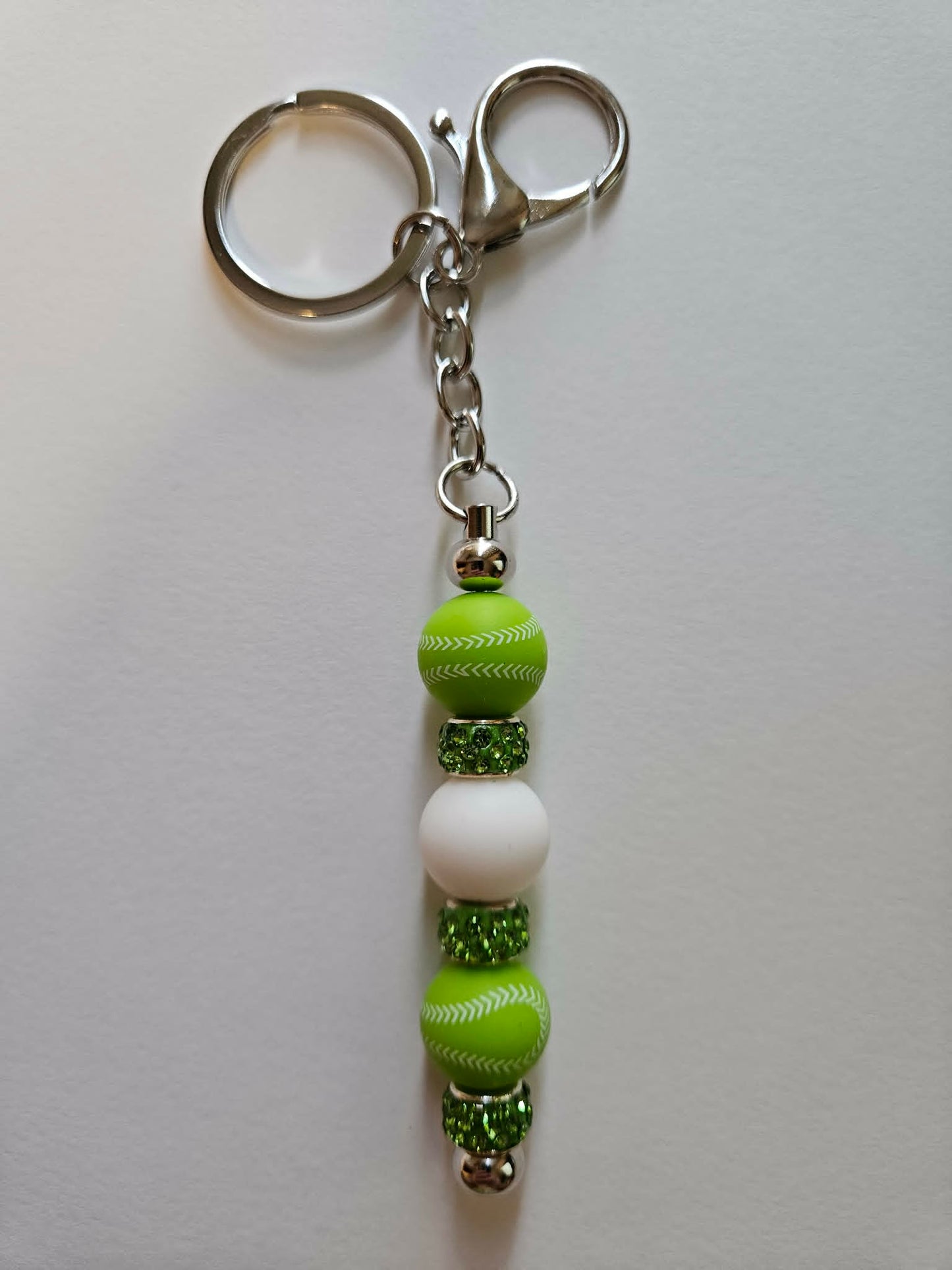 Green Softball Bling Fun Gift Keychain - Joyfully Unique Things