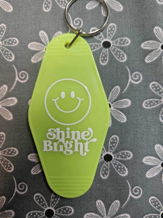 Retro Motel Keychain: Shine Bright Smiley Face