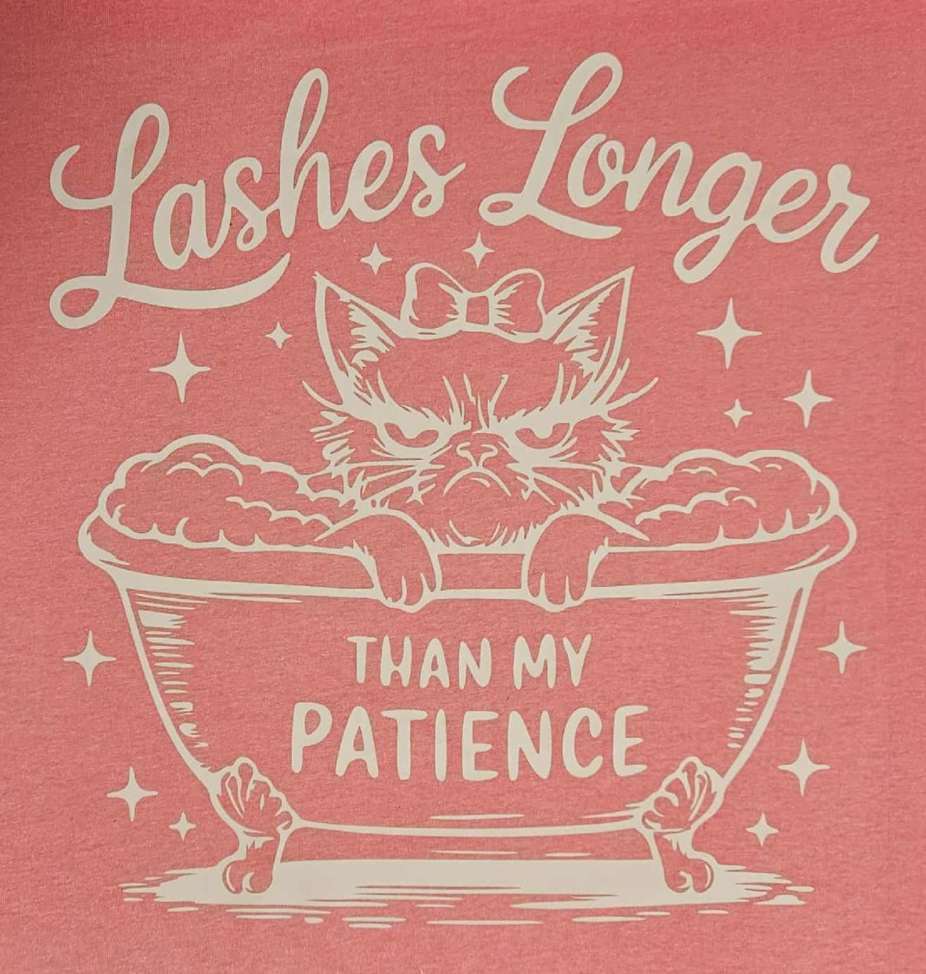 Short Sleeve Snarky Lashes Longer Than My Patience Kitty Cat In Bathtub Concert T-Shirt  XL