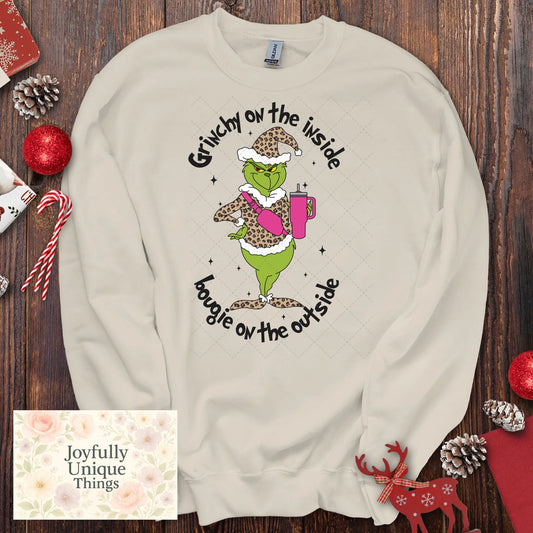 Short Sleeve T-Shirt Christmas Grinch Gman Grinchy On The Inside Bougie On The Outside - Joyfully Unique Things