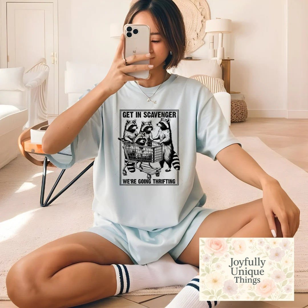 Short Sleeve T-Shirt Feral Raccoon Trash Panda Get In Scavenger We're Going Thrifting