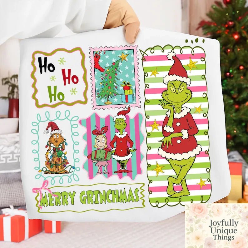 Short Sleeve T-Shirt Christmas Santa Hat Cindy Lou Max Grinch Gman Ho Ho Ho Merry Grinchmas - Joyfully Unique Things