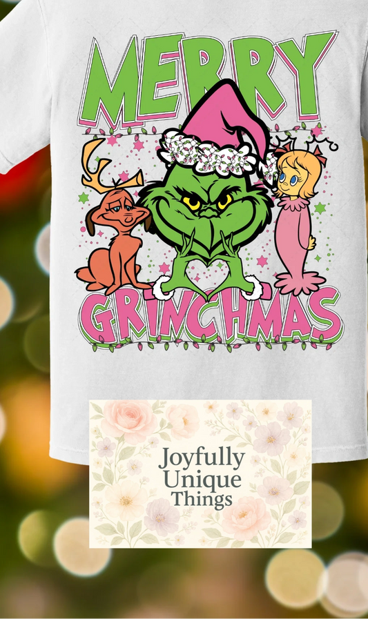 Short Sleeve T-Shirt Christmas Cindy Lou Max Grinch Gman Merry Grinchmas