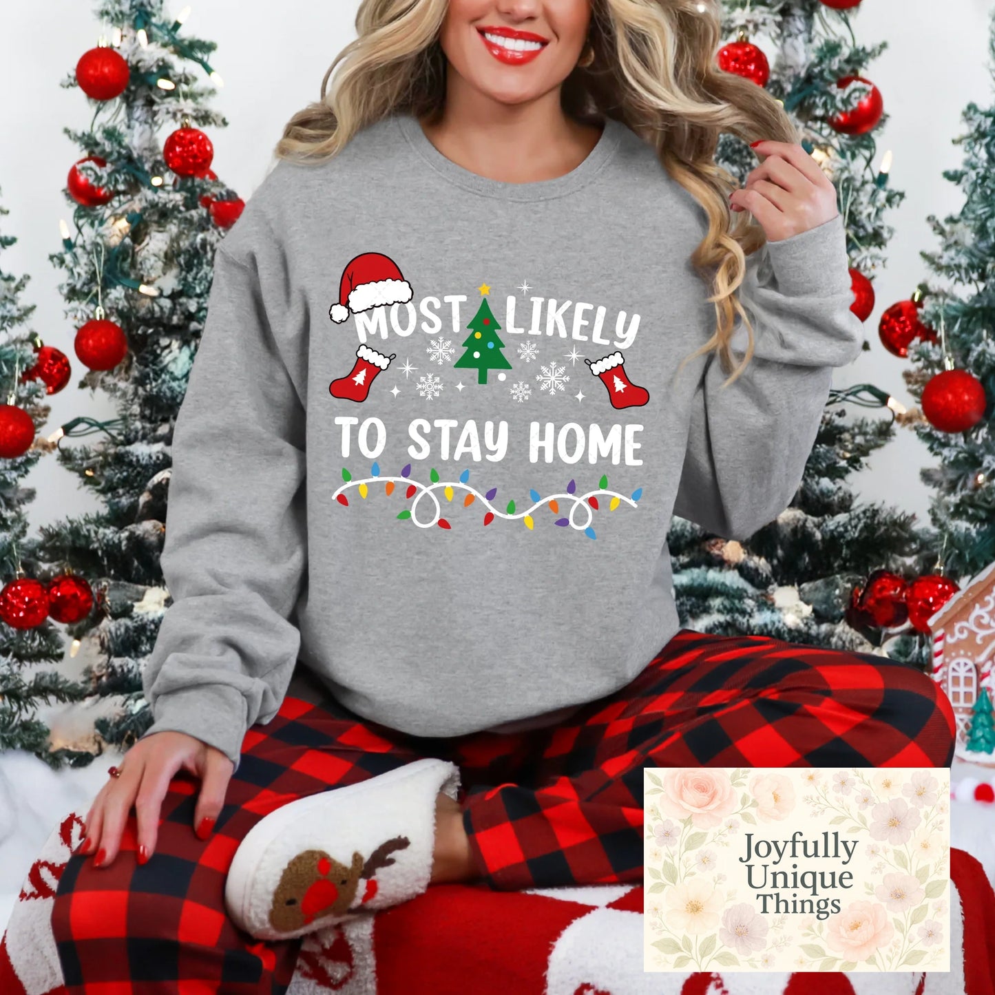 Short Sleeve T-Shirt Christmas Most Likely To Stay Home - Joyfully Unique Things