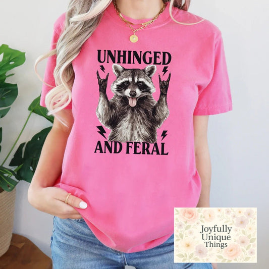 Short Sleeve T-Shirt Feral Raccoon Trash Panda Unhinged And Feral - Joyfully Unique Things