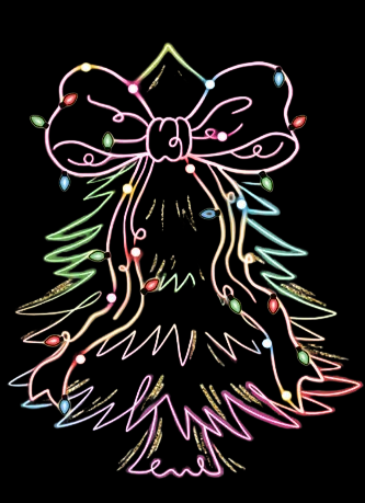 Short Sleeve T-Shirt Neon Bright Holiday Lights Christmas Tree