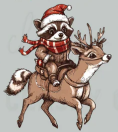 Short Sleeve T-Shirt Christmas Santa Hat Scarf Reindeer Raccoon Trash Panda